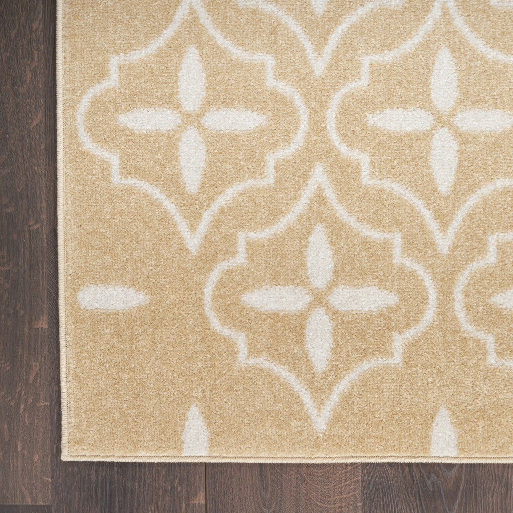 5' X 7' Beige And Ivory Geometric Indoor Outdoor Area Rug