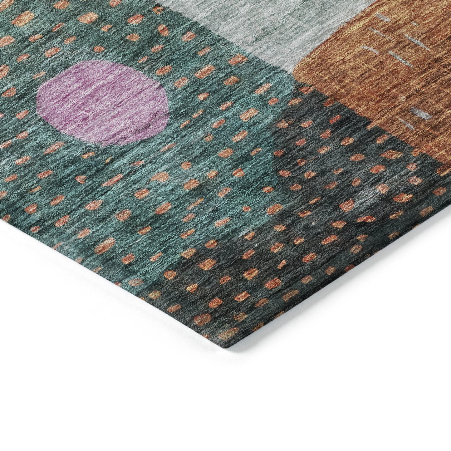 9' X 12' Orange Purple And Green Geometric Washable Indoor Outdoor Area Rug