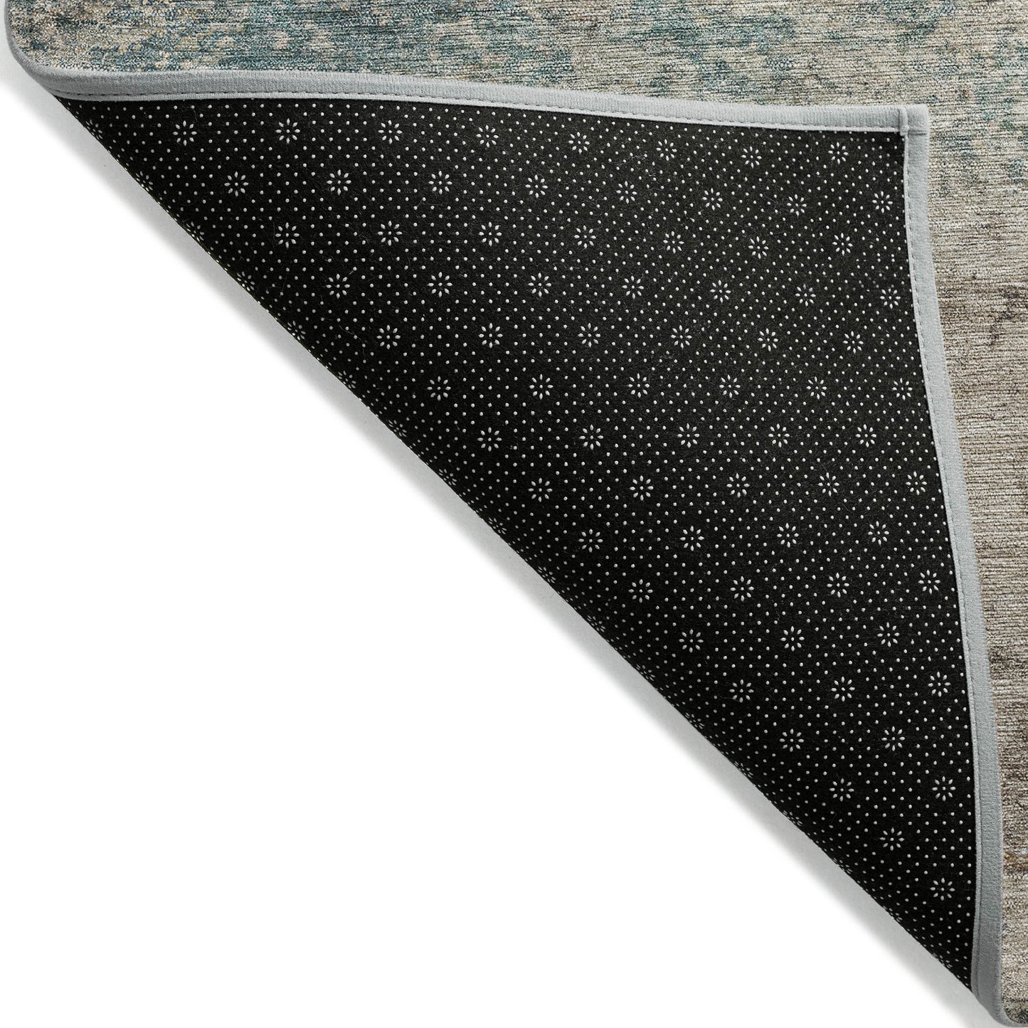 5' X 8' Teal Blue Abstract Washable Indoor Outdoor Area Rug