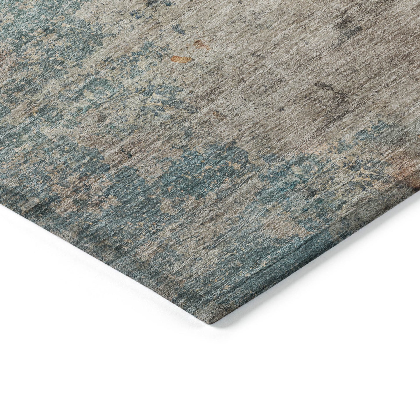 5' X 8' Teal Blue Abstract Washable Indoor Outdoor Area Rug
