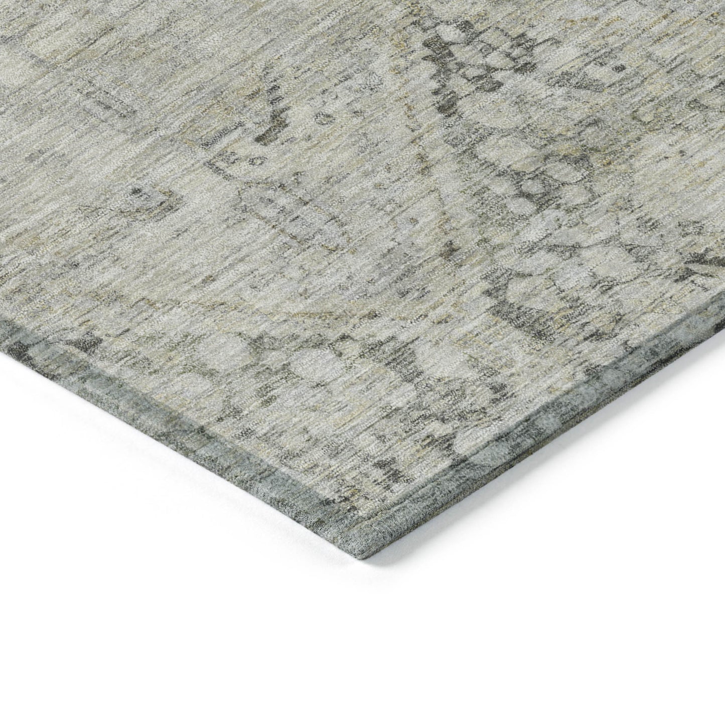 8' X 10' Pewter And Silver Geometric Washable Indoor Outdoor Area Rug