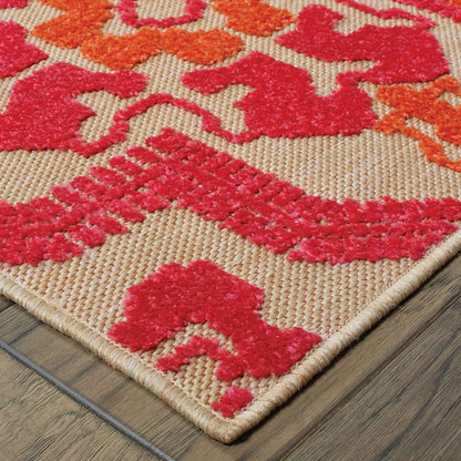 8' X 11' Pink And Orange Moroccan Indoor Outdoor Area Rug