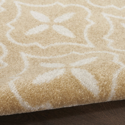 5' X 7' Beige And Ivory Geometric Indoor Outdoor Area Rug