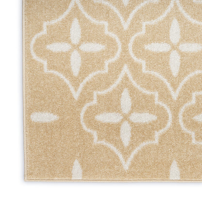 5' X 7' Beige And Ivory Geometric Indoor Outdoor Area Rug
