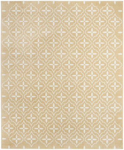 5' X 7' Beige And Ivory Geometric Indoor Outdoor Area Rug