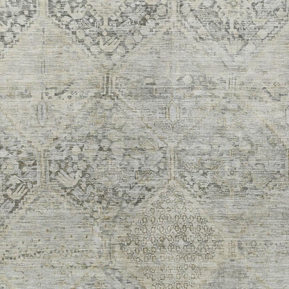 8' X 10' Pewter And Silver Geometric Washable Indoor Outdoor Area Rug