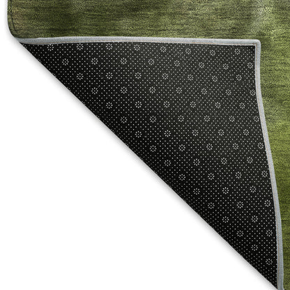 3' X 5' Olive Green And Gray Abstract Washable Indoor Outdoor Area Rug